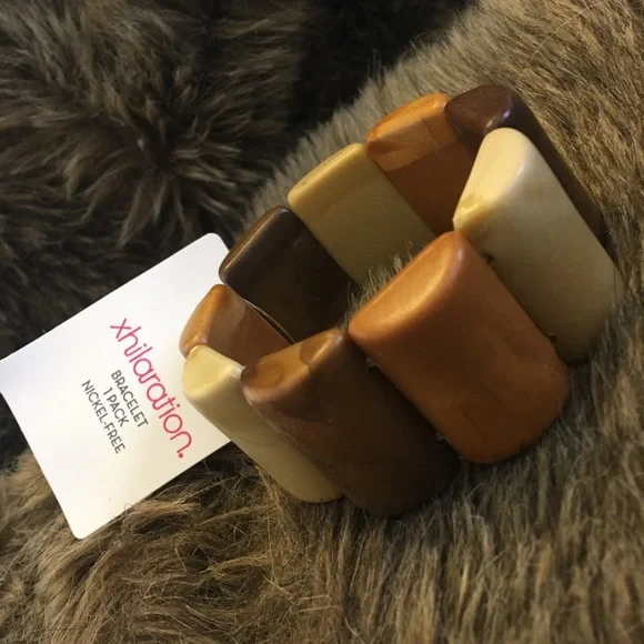 Xhilaration boho wood look stretch bracelet NWT - Picture 1 of 5